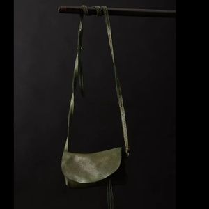 FP We The Free Collection Leather Rider Bag Purse Forest Elf Green